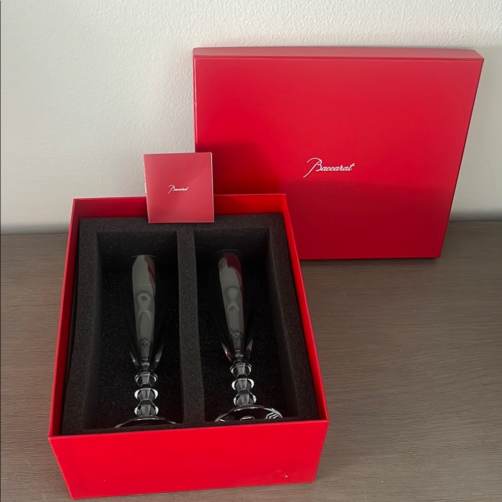 Baccarat Red Box Crystal Flutes - Picture 4 of 6